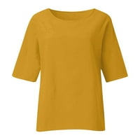 Ženski Ljeto Plus size Crewneck rukav na vrhu Ležerne prilike labave čvrste posteljine bluza Pink XL