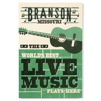 Branson, Missouri, horizontalna gitara, teal zaslona Birch Wood Zidni znak