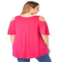 Roaman's Women's Plus size hladno-ramena ultra femme tunika duga košulja