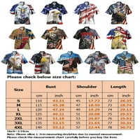 Leuncero Muška majica rever izrez T66 Okrenite gornje kladnike Muške casual bluza Američka zastava Summer