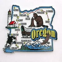 Oregon Državna karta i znamenitosti Kolažnik frižider Kolekcionarni suvenir magnet