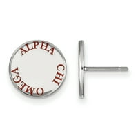 Sterling Silver Logoart Alpha Chi Omega Emameled Post Minđuše Sterling srebrne minđuše