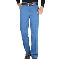 Muški pad modni muški čvrsti visoko struk labavi poslovni pantalone za Jeans VSONTOR