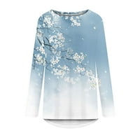 Puntoco Plus Veličina Veličina Ženska labava dugih rukava Bluza za bluze za božićne tiskane majice