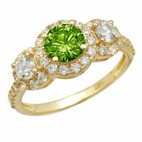 1.79ct okrugli rez zeleni prirodni peridot 18K žuti zlatni graviranje izjava godišnjica Angažovanost