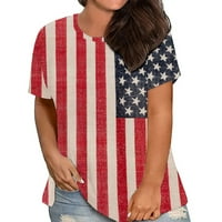 Plus veličina Žene Patriotske majice Loose Ležerne prilike za neovisnost Američka zastava Štampanje