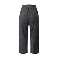 Haljina Capris elastična struka ženske hlače plus veličina s džepovima sa džepovima čvrste ravne petite