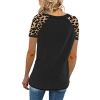 Ženska majica kratkih rukava Casual Leopard Crewneck Color Block Tunic Tun