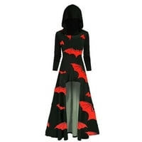 Farstey pomenski dan Halloween Haljina za žene Tunic Fit FIT sa kapuljačom s dugim rukavima Sundress