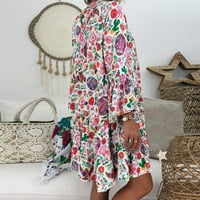 Ljetne haljine za žene V-izrez labavi cvjetni print tri četvrtina rukave mini haljina ljetna haljina
