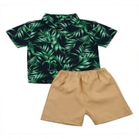 Wybzd Toddler Baby Boy Boy Summer Odjeća set kratkih rukava Ogrlica od sunca Top majice hlače od zelenih