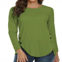 Voguele dame majica s dugim rukavima nepravilna majica za dnevnu odjeću Pulover casual vrhovi zeleni