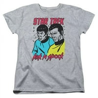 Trevco Star Trek & Kirk n Spock Ženska majica kratkih rukava, Atletski Heather - Extra Velip