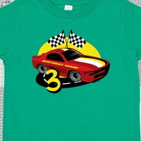 Inktastični trkački automobil 3. rođendanski poklon toddler dječak djevojka majica