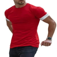 Beiwei Muške modne mišićne košulje posade Classic Fit majica Solid Color teretana pulover