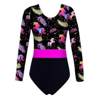 Iiniim Kids Girls Athletic Sport Gymnastic Leotard Dance Onitard Cvjetni dugi rukavska poluga