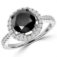Veličanstvo Diamonds MD180167- 4. CTW okrugli Black Diamond Halo Angažman prsten u 14k bijelo zlato