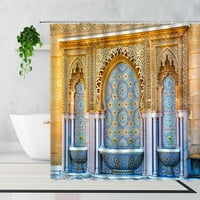 Blue Retro marokanski lučni luk sa tušem za zavjese geometrijski uzorak Ispis vodootporno kupatilo za