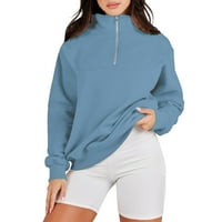 Funicet Womens Duksets polu Zip Cropped Pulover Fleece Quart Counce Hoodies Hotsovi pada odjeća Odjeća