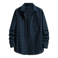 TOQOT MENS s dugim rukavima - trendy casual paseni gumb dolje plaćene košulje od poklopca Flannel majica