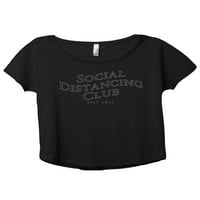 Društveni distancirani klub Ženska moda Slouchy Dolman majica Tee Heather Crna 3x-velika