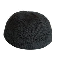 Thekufi® obični crni vertikalni zigzag najlon kufi molitveni kapu muslimanskog šešira
