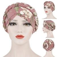 Visland ženski turbanski šešir, moda Elegantna cvjetna print pletenica mekano ugodno mlijeko svilena