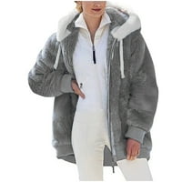 Ženski sherpa Kardigan Fuzzy Fleece pune zip up dukseve jakna jesen zimska mekana topla paludna kaputa