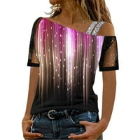 Majice FVWitlyh za žene tanka majica s dugim rukavima Žene Casual Sequin Print Top košulja MESH kratkih