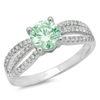 1.27ct okrugli rez zeleni simulirani dijamant 18k Bijelo zlato Graviranje Izjava bridalne godišnjice