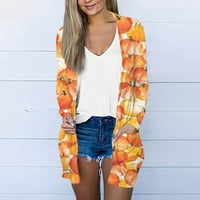 MLQIDK Halloween Cardigan za žene Lagani dugi rukav Cardigan džepovi Trendy Flowy Open Front Cardigan