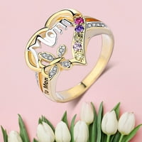 Xinqinghao Love Diamond Ring modni temperament Majčin slova mama boja Dijamantni prstenovi zlato 9