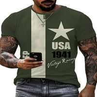 Glookwis mens grafički tees casual majica 3D američka zastava uzorak vintage majica