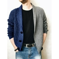Blueeek Muška boja Blok pletena jakna jednokrasni džemper s dugim rukavima