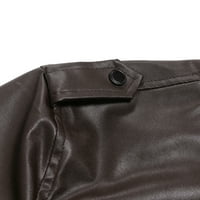 Loyisvidion muške kožne kože plus flis jakna, motociklistička jakna, topla kožna jakna smeđa 16