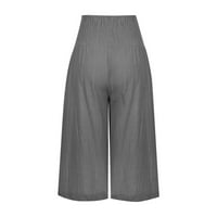 Pamučne posteljine Capri manžetne hlače za žene čišćenje ljetona prodaja visoke elastične struke opuštene