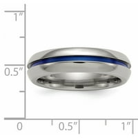 Čvrsti titanijum muški plavo-anodizirani centar obični klasični vjenčani prsten udobnosti veličine 9,5