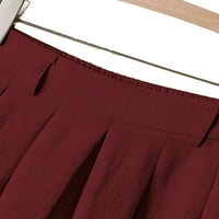 Rejlun Dame Solid Color Capri hlače Boho ruched Loungeward Holiday Palazzo Pant Red XL