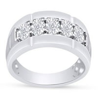Carat ct.t.w okrugli rez bijeli prirodni dijamant dva tona 5-kamena muški godišnjica vjenčani prsten