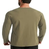 Grijanokoške muške majice Dugme gumb Majica Majica Mens Comfy Pulover Soft Henley vrat Basic Tee Khaki