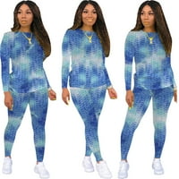 UUBLIK Fashion Women Yoga Set Tie-Dye Sportska odjeća za trenerke za trenerke Dugih rukava