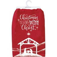 Primitivi ručnikom za suđe Kathy Holiday, u pamuku, Božić počinje sa Kristom