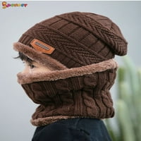 Spencer Winter Beanie šešir sa šal set postrojeno toplo pletena hat gusta lubanja za djecu djece crvena