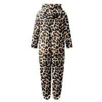 Ženske hlače na klirensu Unise odrasli Leopard Onesie Hoody Pajamas patentni zatvarač UP UP dugi rukav