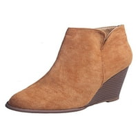 LUMENTO WOMENS Wedge peta čizme Cutout Bootie Fau Suede gležnjače Modna kratka prtljažnica Neklizajuća