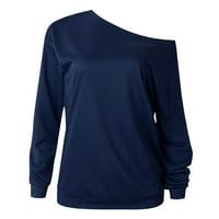 Ženske modne majice Bluze zimski dugi rukav V-izrez Čvrsta jednobojnija T-plus veličina dugih rukava