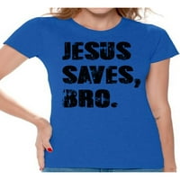 Nespretni stilovi Isus štedi bro majicu za žene crne odjeće za dame Isus ženska majica Christian Pokloni