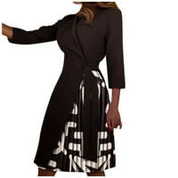 Ljetne haljine za žene V-izrez Solid A-line Dužina koljena, haljina za rukavu za slobodno vrijeme 2xl