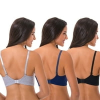 Krivulja Muse Ženska staračka staraca plus Size WireFree pamučni grudnjak s gornjom čipkom-3pack-sivom,