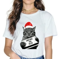 -Hirts za žene ljeto majica ženskog božićnog stabla ubojica nestašne mačke casual kratkih rukava na